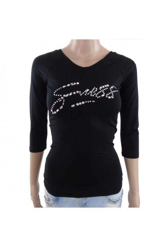 T shirt Guess manches 3/4 Femme W62I19 NOIR