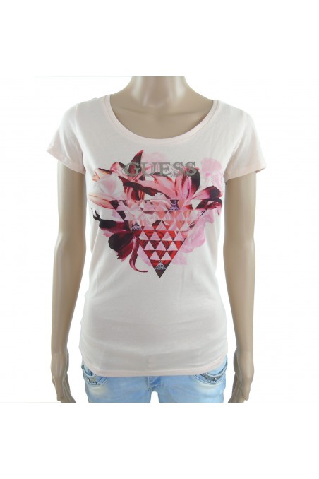 T shirt Guess manches courtes Femme W62I06 Rose