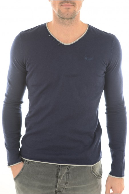 Pull fin kaporal Homme KERIN Bleu