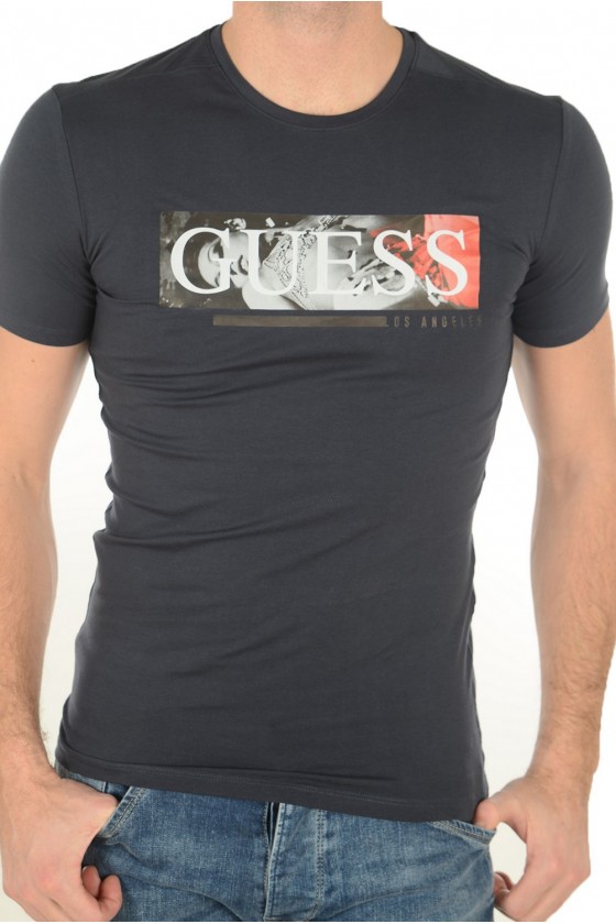 Tee shirt Guess manches courtes Homme M72I28 Bleu