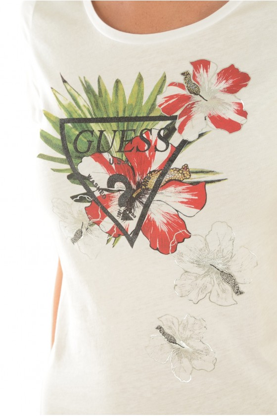 Tee shirt Guess femme manches courtes W72I50 Blanc