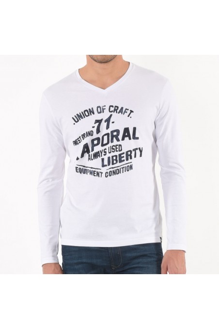 Tee shirt Kaporal homme manches longues Mark white