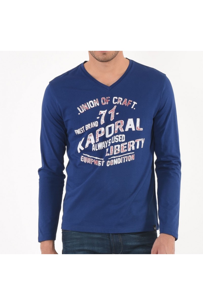 Tee shirt KAPORAL Homme manches longues LUPO Bleu