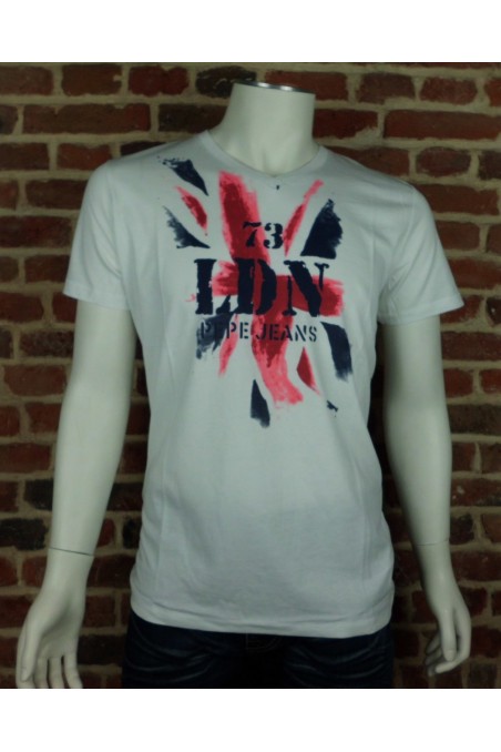 T shirt Pepe jeans homme manche courte PM501871 ALIX V Blanc