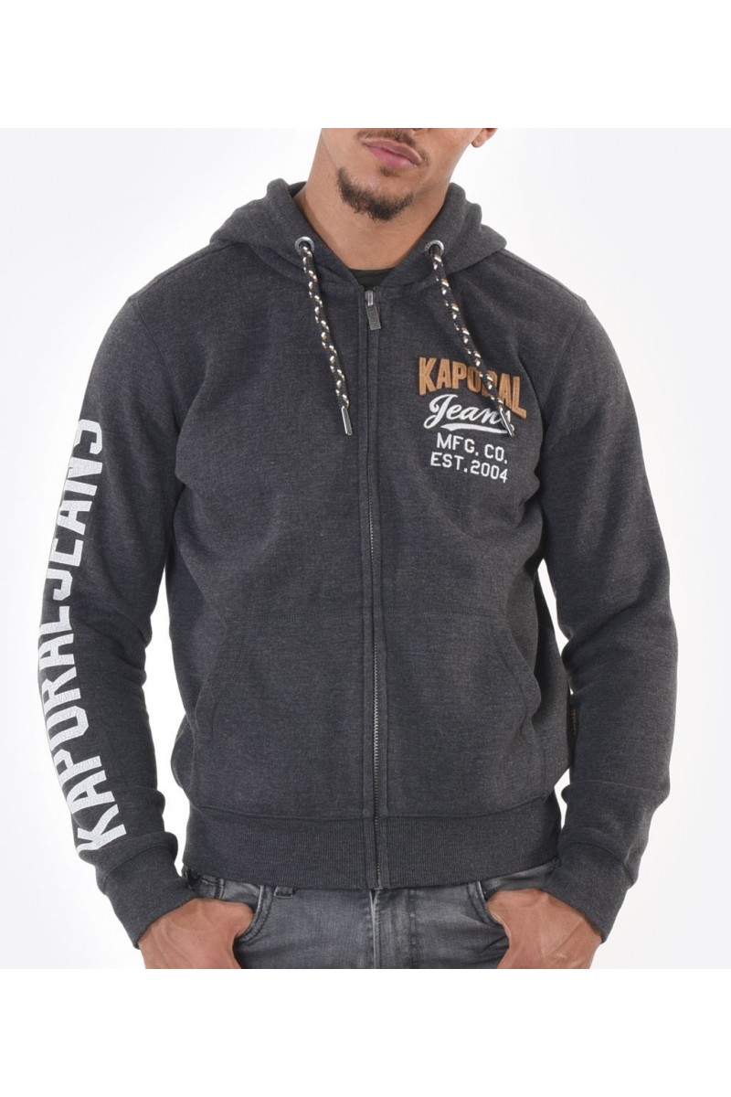 Sweat molleton zippé à capuche Kaporal MUZAK dark grey melanged