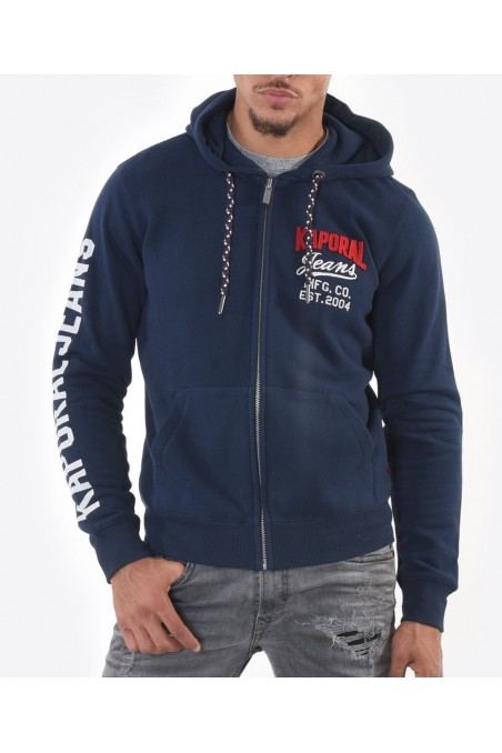 Sweat molleton zippé à capuche Kaporal MUZAK Navy