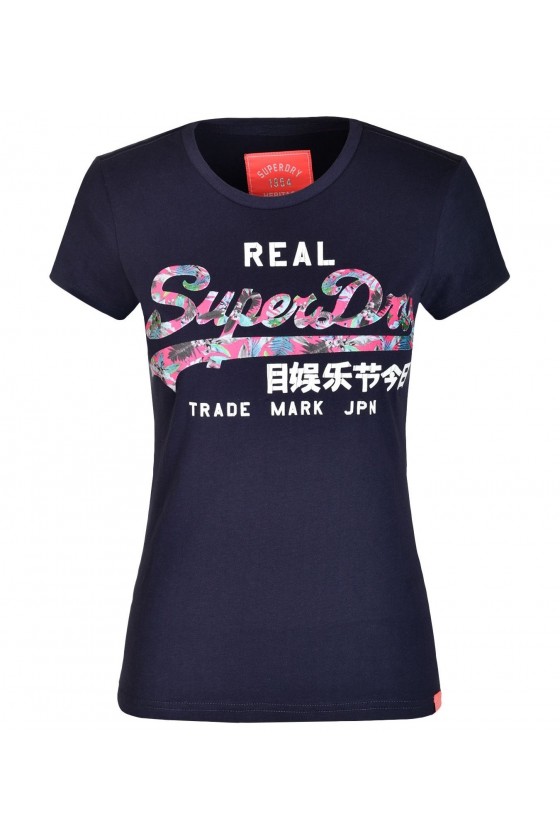 T shirt superdry manches courtes femme G10002HQDS Bleu