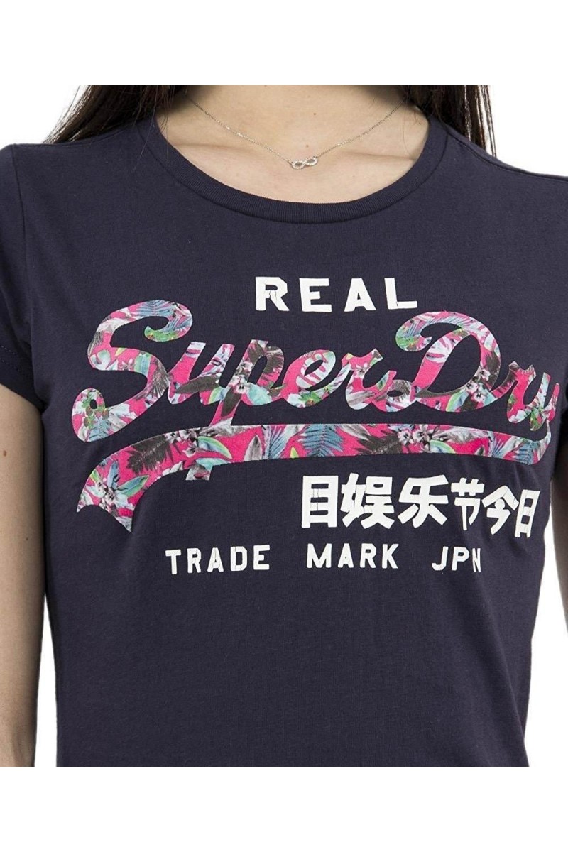 T shirt superdry manches courtes femme G10002HQDS Bleu