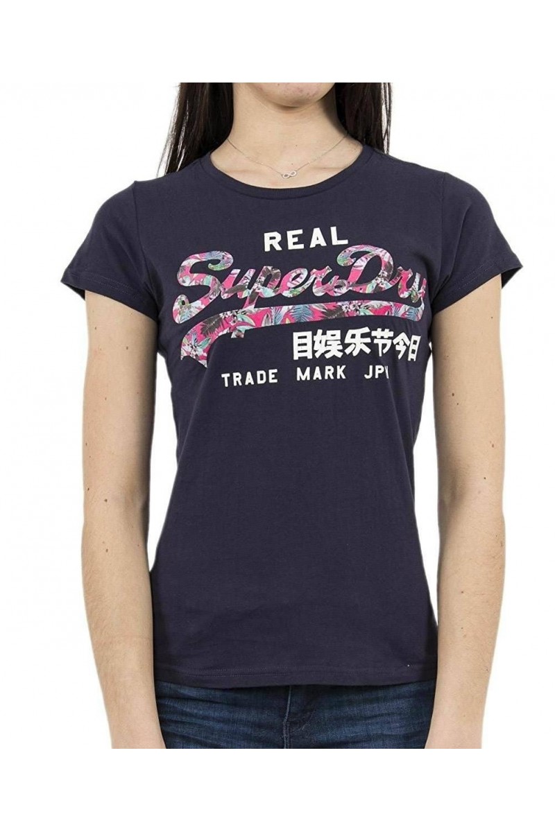 T shirt superdry manches courtes femme G10002HQDS Bleu