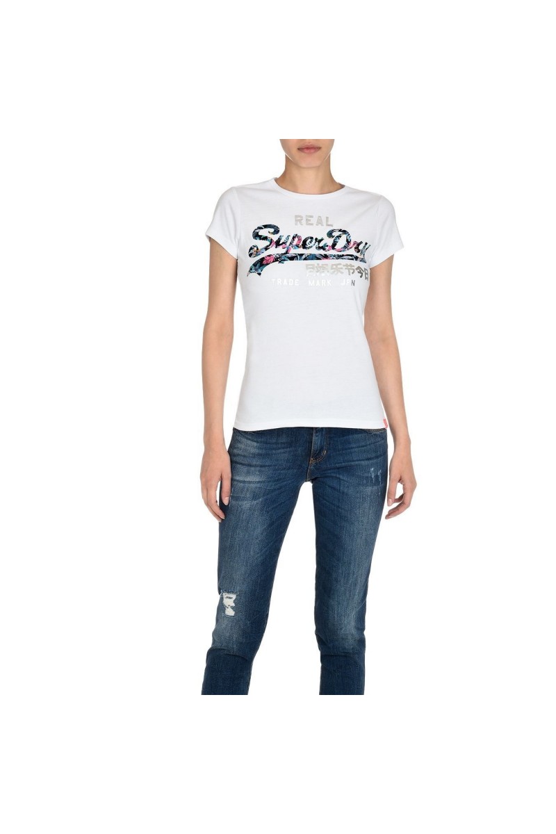 T shirt superdry manches courtes femme G10002HQDS Blanc