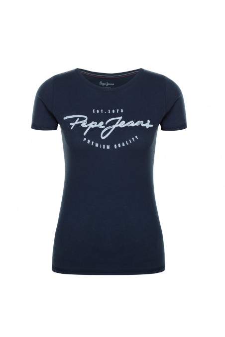 T shirt pepe jeans manches courtes femme CHARLEEN PL502825 Bleu