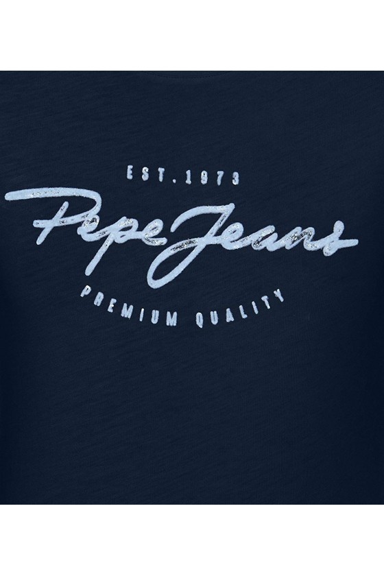 T shirt pepe jeans manches courtes femme CHARLEEN PL502825 Bleu