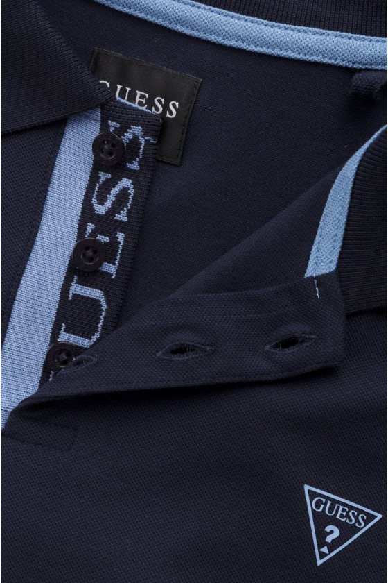 Polo Guess manches longues homme M81P33 G720 Bleu