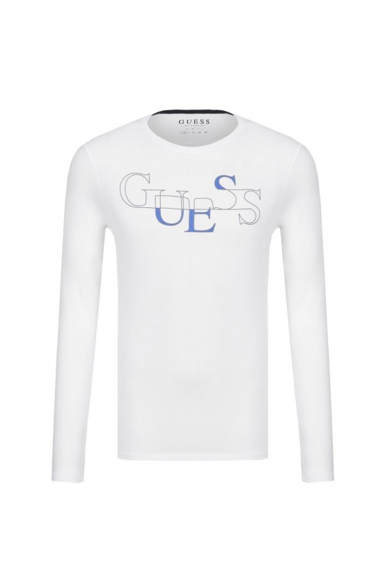 T shirt Guess manches longues homme M81I06 A000 Blanc