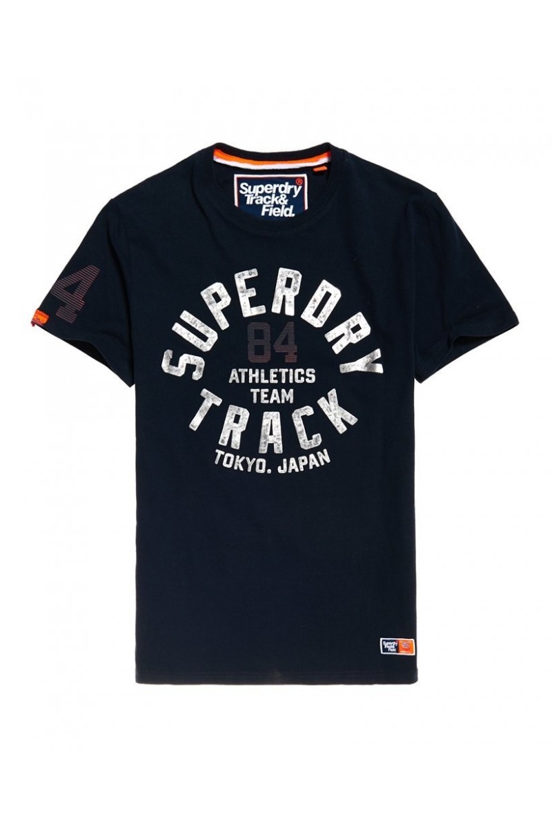 T shirt Superdry manches courtes homme Track & field metallic éclipse navy