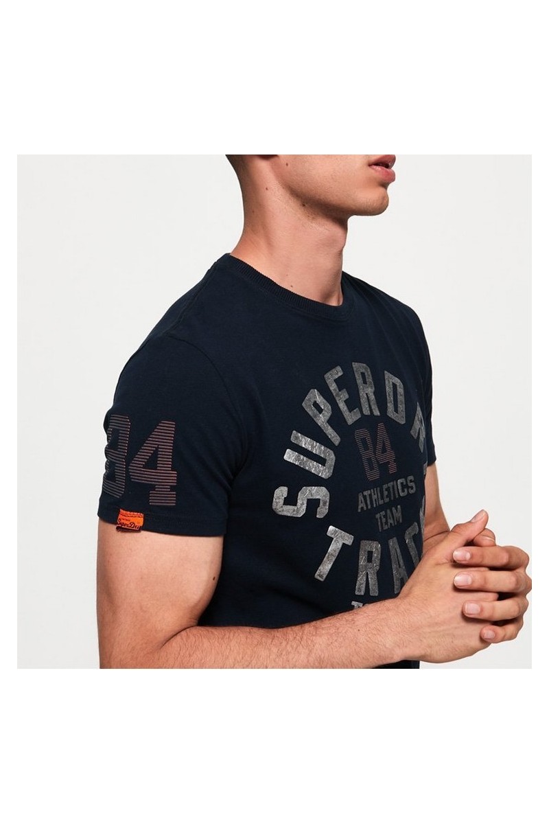 T shirt Superdry manches courtes homme Track & field metallic éclipse navy
