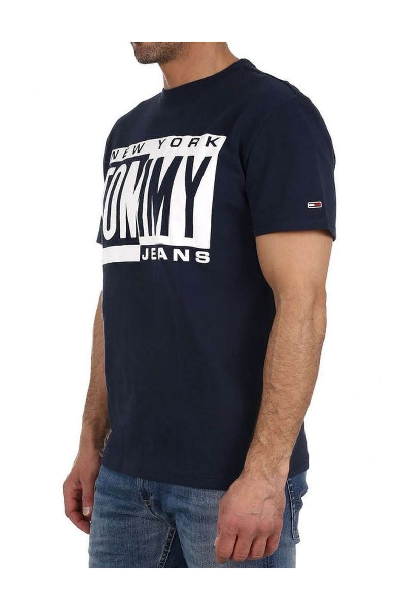 T shirt manches courtes Tommy jeans homme BOX LOGO DM0DM06078 Bleu