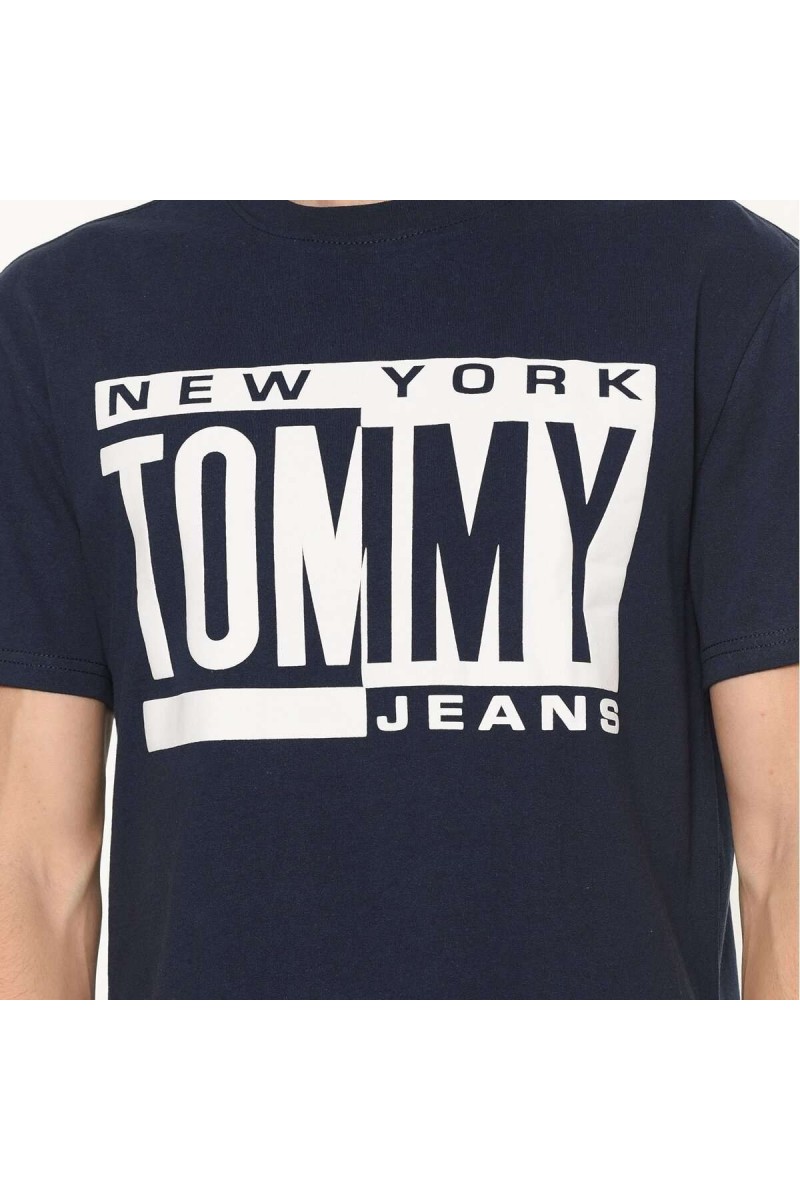 T shirt manches courtes Tommy jeans homme BOX LOGO DM0DM06078 Bleu
