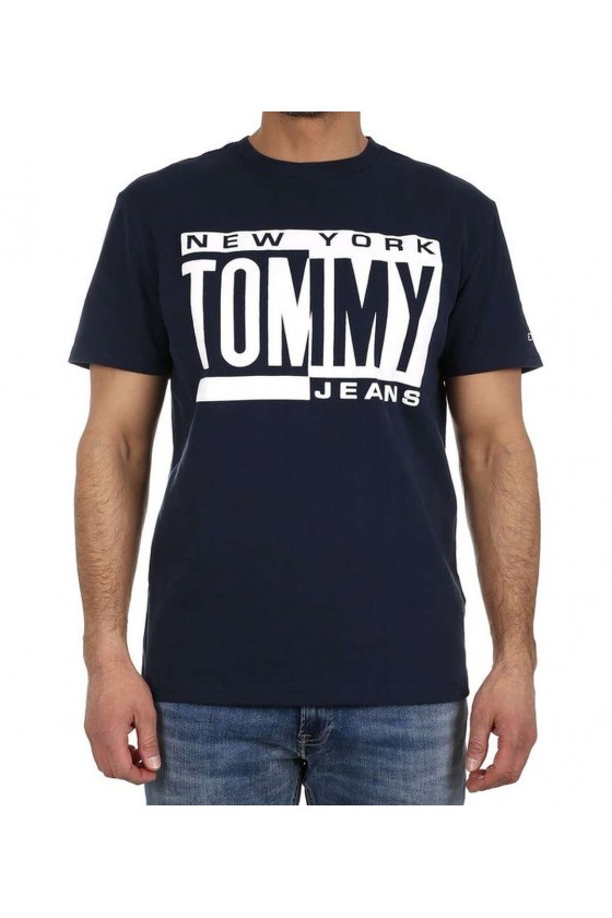 T shirt manches courtes Tommy jeans homme BOX LOGO DM0DM06078 Bleu