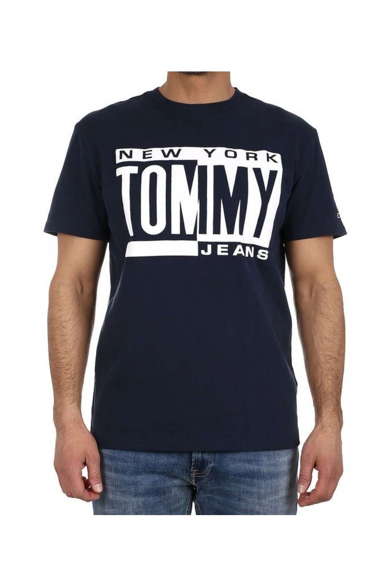 T shirt manches courtes Tommy jeans homme BOX LOGO DM0DM06078 Bleu