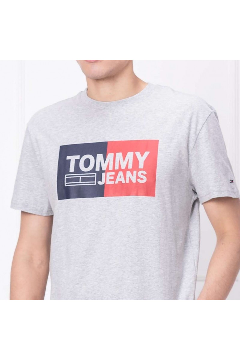 T shirt manches courtes Tommy jeans homme essential split box DM0DM05549 gris