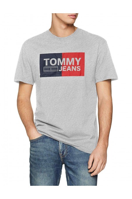 T shirt manches courtes Tommy jeans homme essential split box DM0DM05549 gris