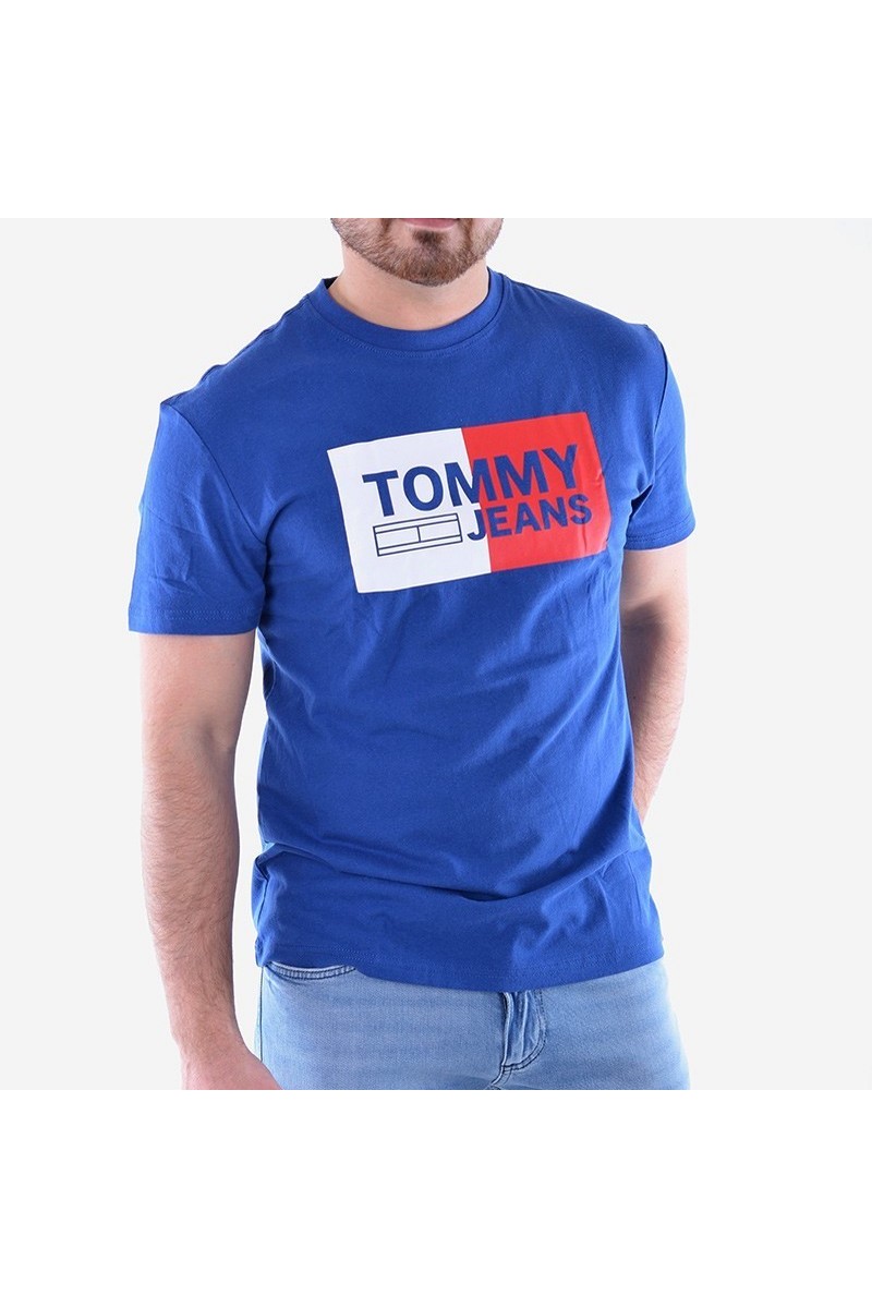 T shirt manches courtes Tommy jeans homme essential split box DM0DM05549 bleu