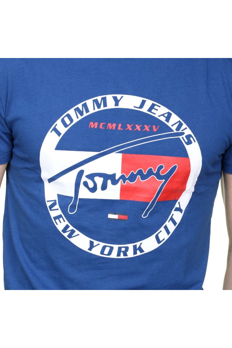 T shirt manches courtes Tommy jeans homme Circle graphic DM0DM06081 Bleu