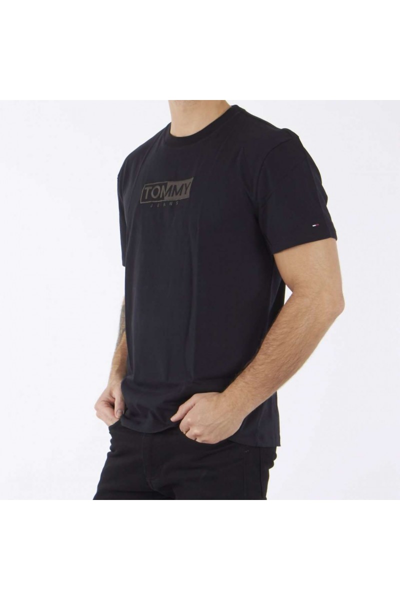 T shirt manches courtes Tommy jeans homme embroidered S/S LOGO DM0DM06215 Noir
