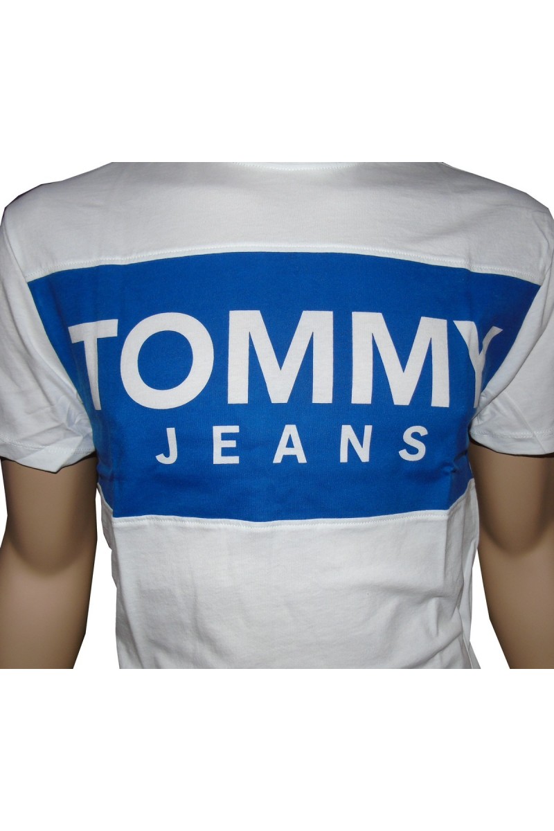 T shirt manches courtes Tommy jeans homme bold logo tee DM0DM06348 Blanc