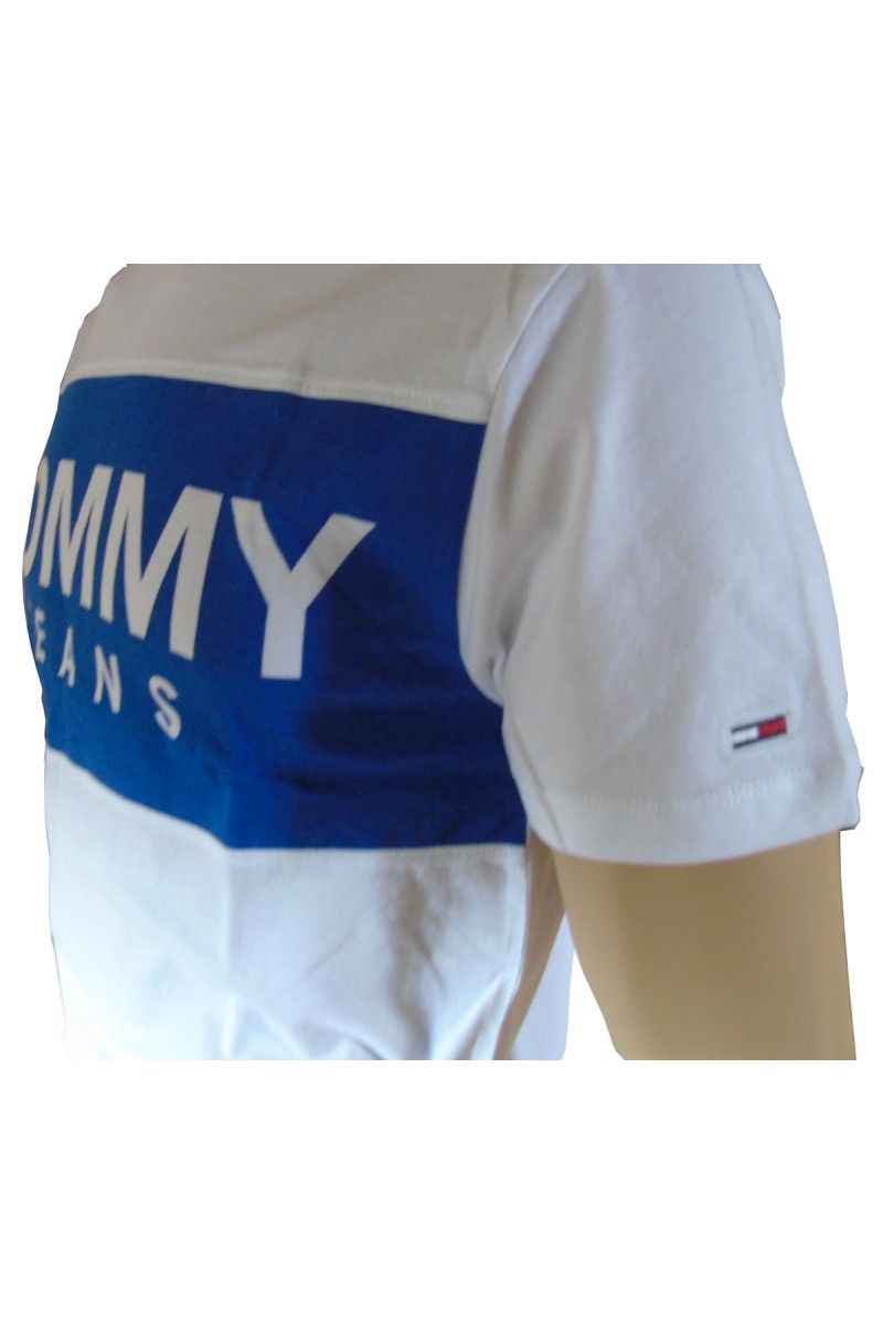 T shirt manches courtes Tommy jeans homme bold logo tee DM0DM06348 Blanc