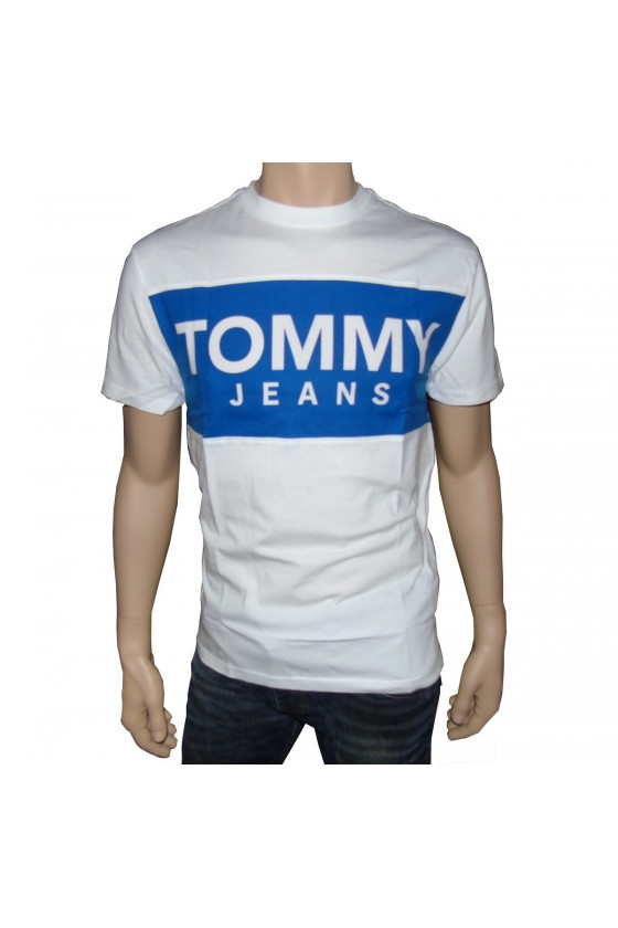 T shirt manches courtes Tommy jeans homme bold logo tee DM0DM06348 Blanc