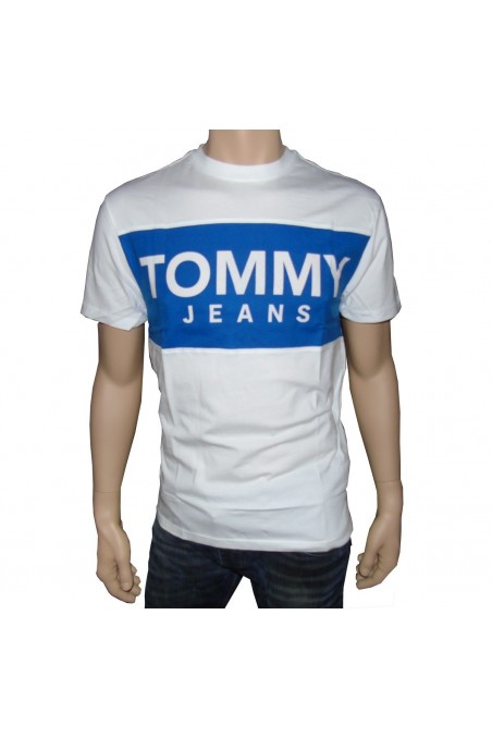 T shirt manches courtes Tommy jeans homme bold logo tee DM0DM06348 Blanc