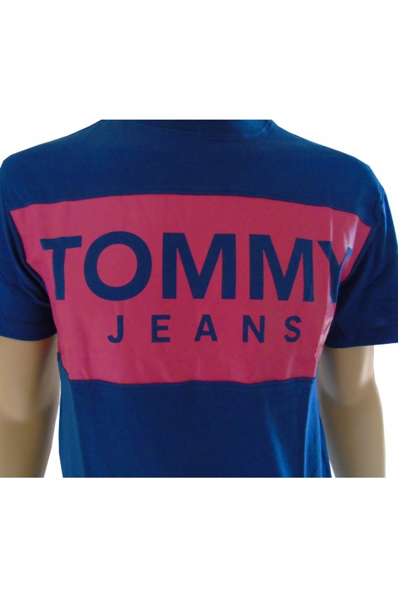 T shirt manches courtes Tommy jeans homme bold logo tee DM0DM06348 Bleu