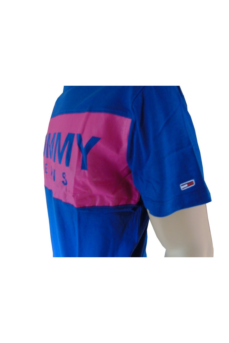 T shirt manches courtes Tommy jeans homme bold logo tee DM0DM06348 Bleu