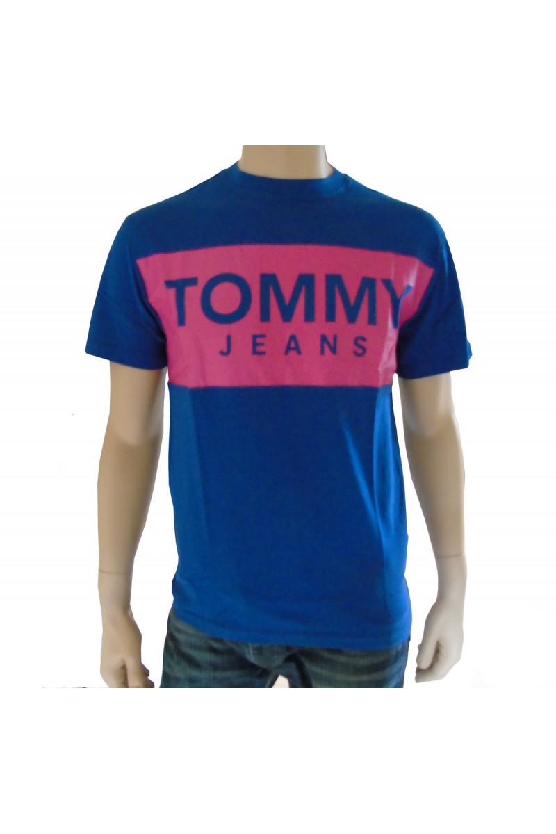 T shirt manches courtes Tommy jeans homme bold logo tee DM0DM06348 Bleu