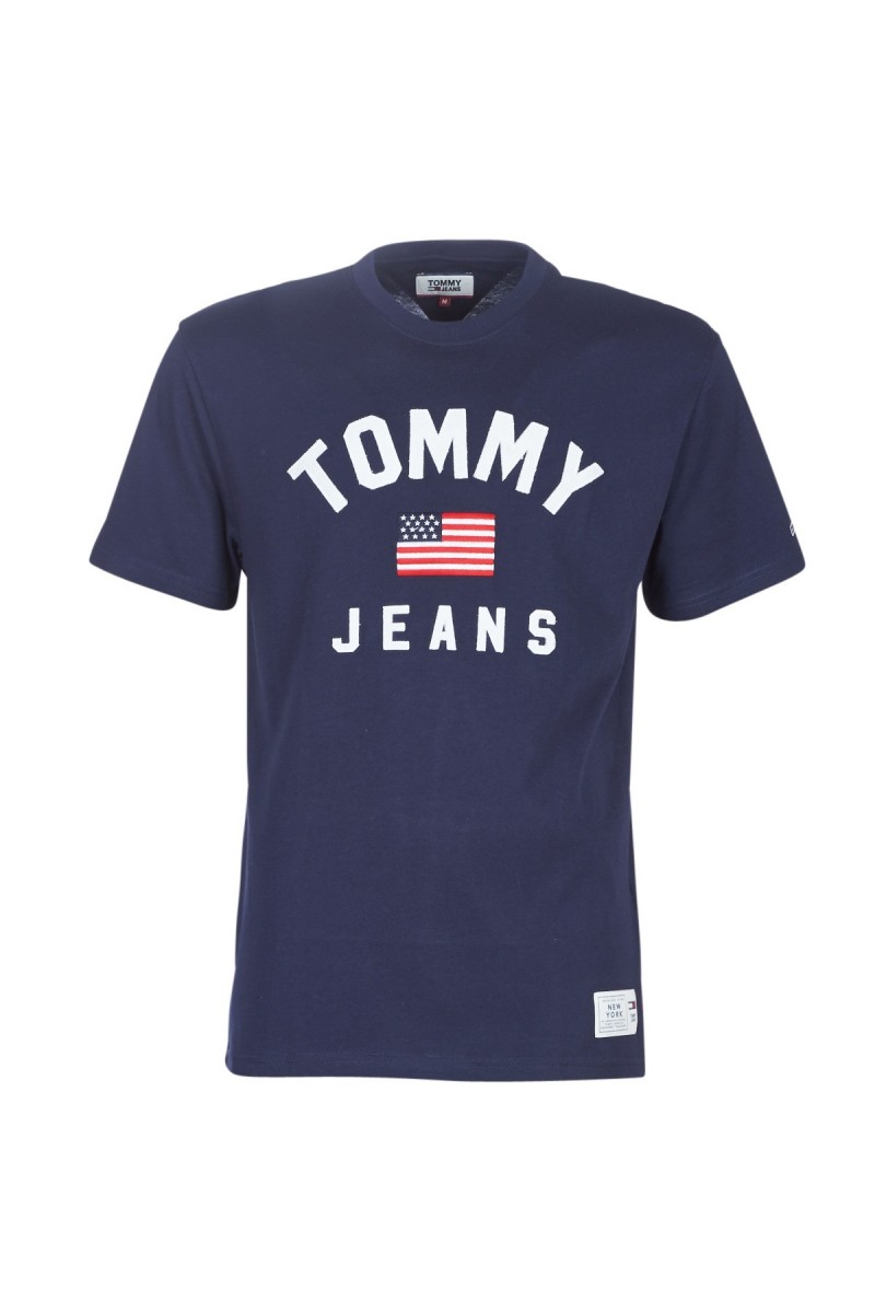 T shirt Tommy jeans homme USA FLAG TEE bleu