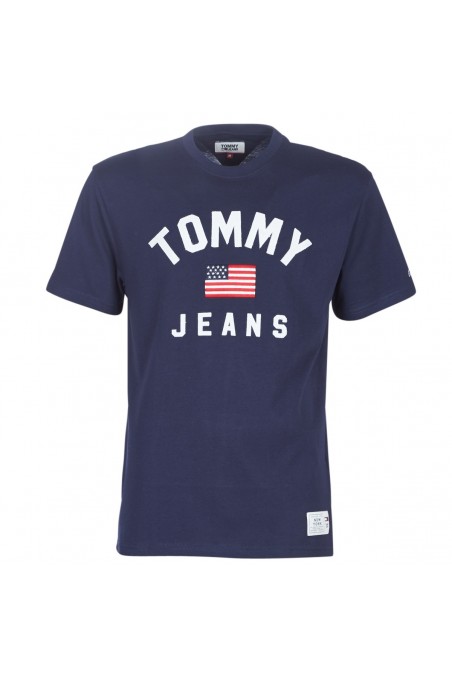 T shirt manches courtes Tommy jeans homme USA FLAG TEE bleu