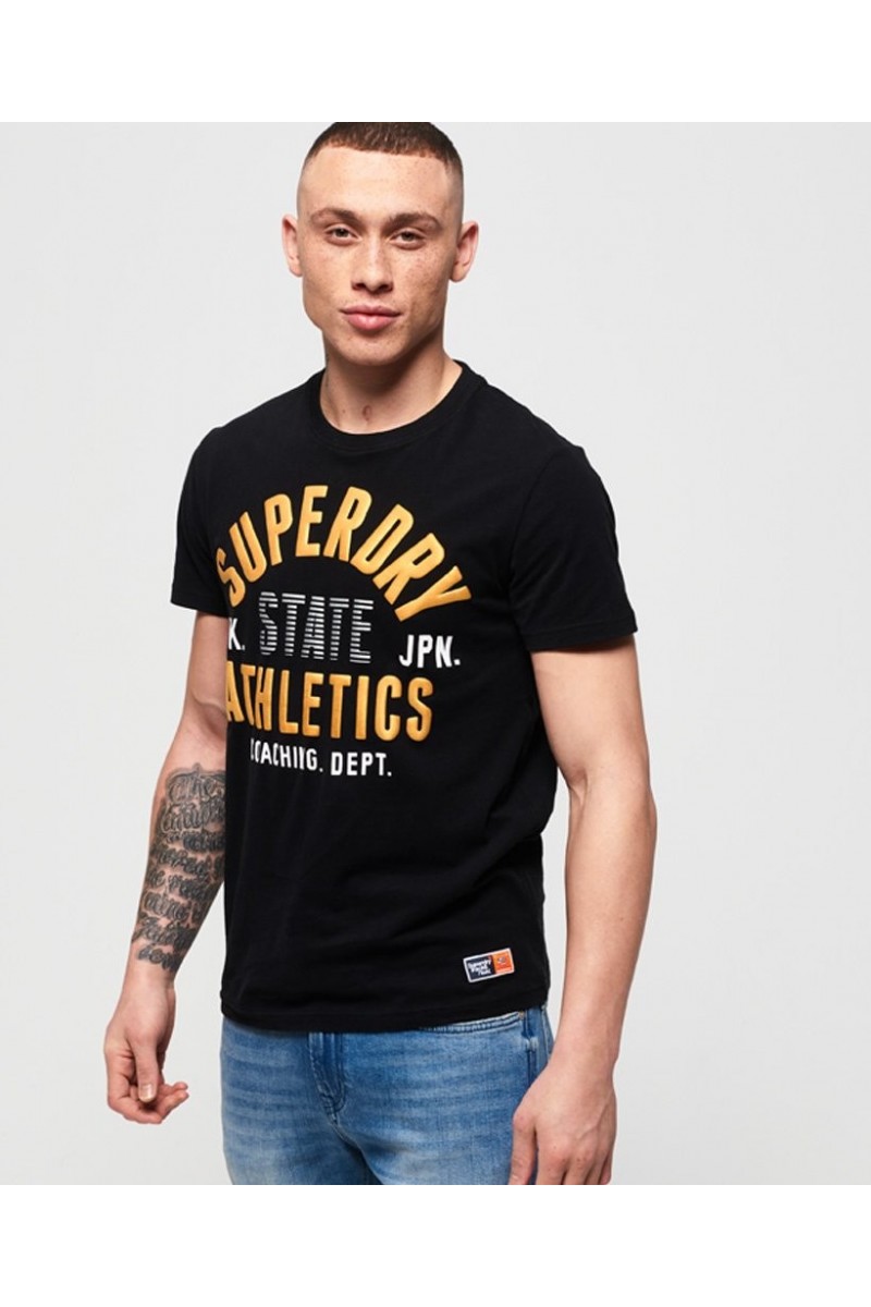 T shirt manches courtes superdry homme track & field lite metallic noir