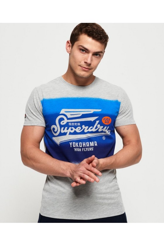 T shirt manches courtes superdry homme high flyers fade lite gris