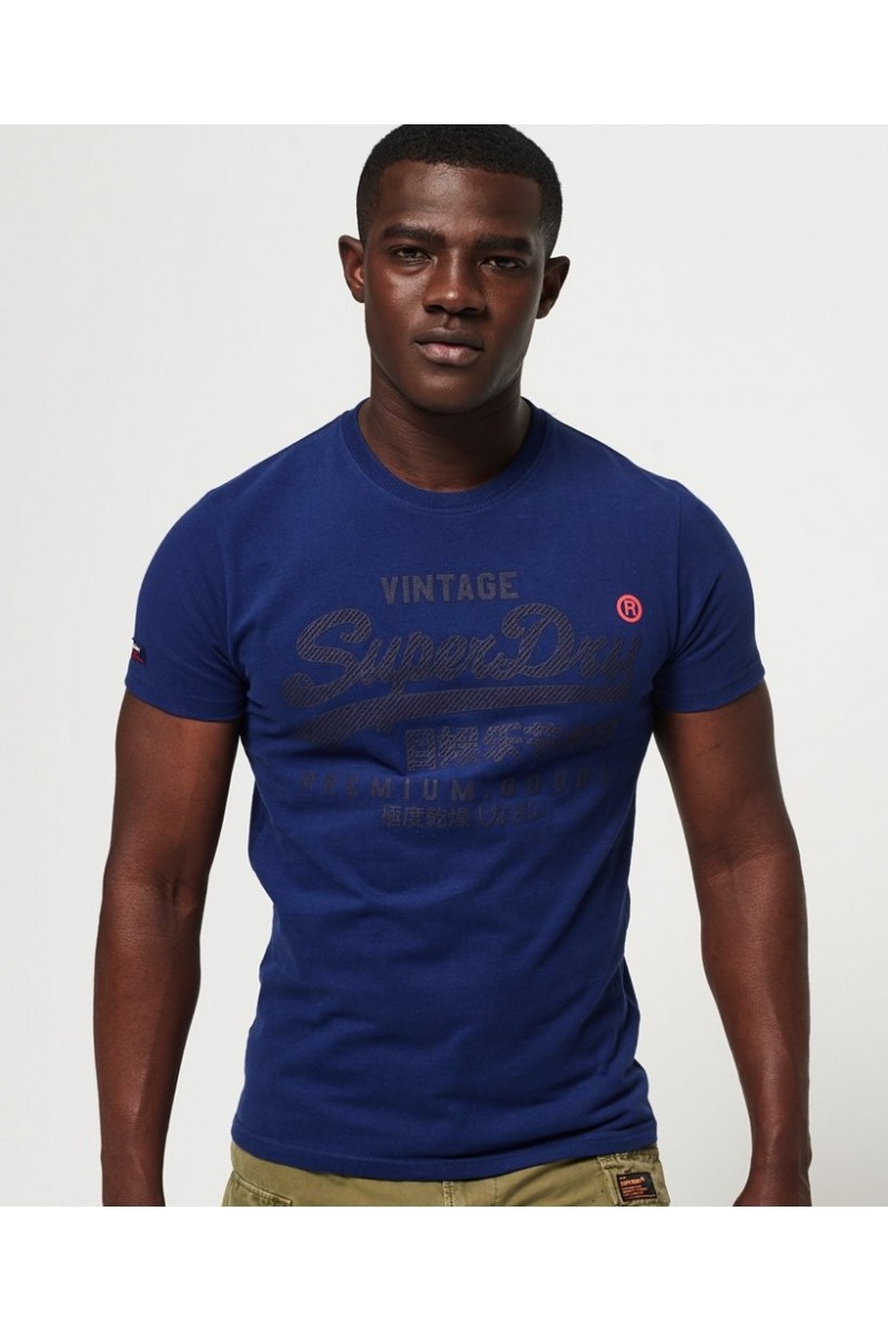 T shirt manches courtes superdry homme premuim goods tonal bleu