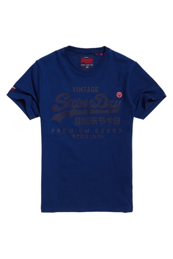 T shirt manches courtes superdry homme premuim goods tonal bleu