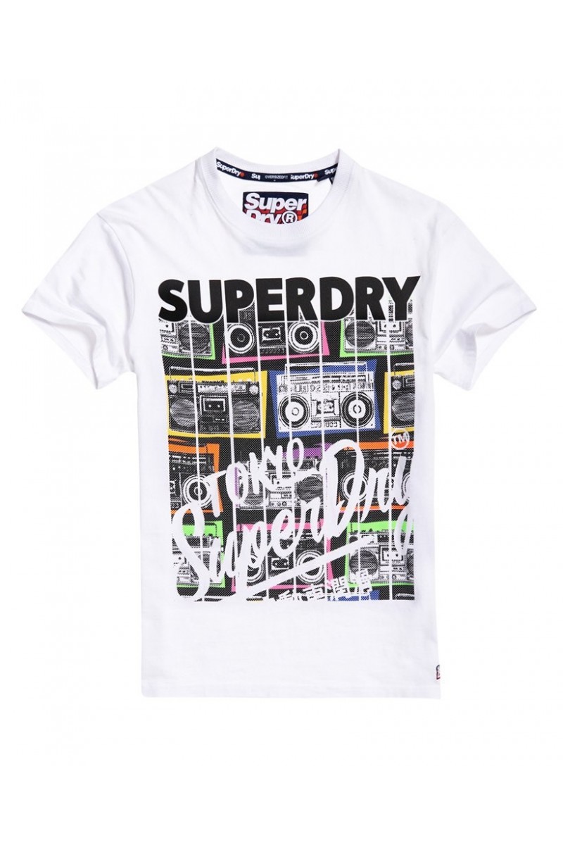 T shirt manches courtes superdry homme ticket type infill blanc