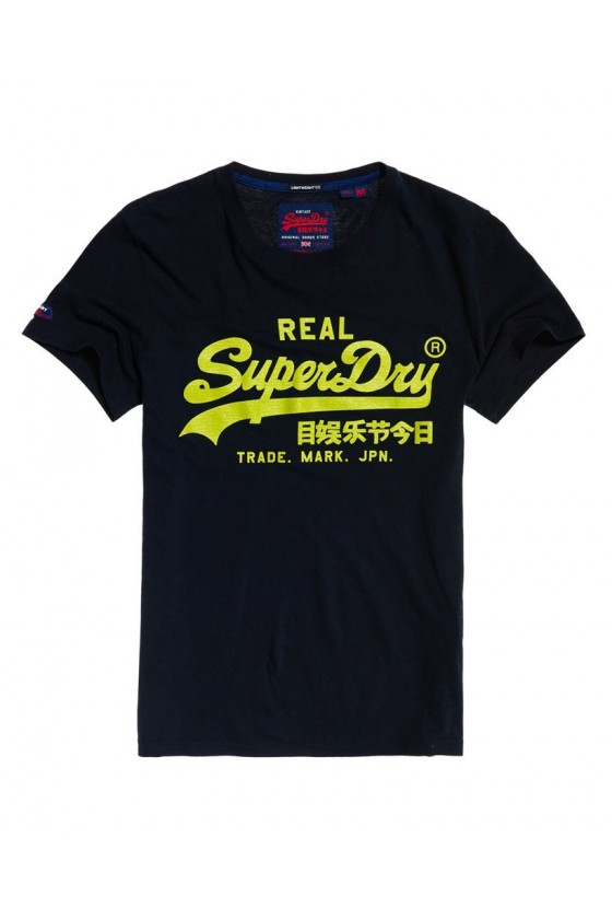 T shirt manches courtes superdry homme vintage logo neon lite bleu