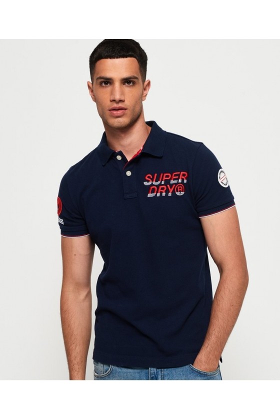 Polo manches courtes superdry homme superstate champion bleu