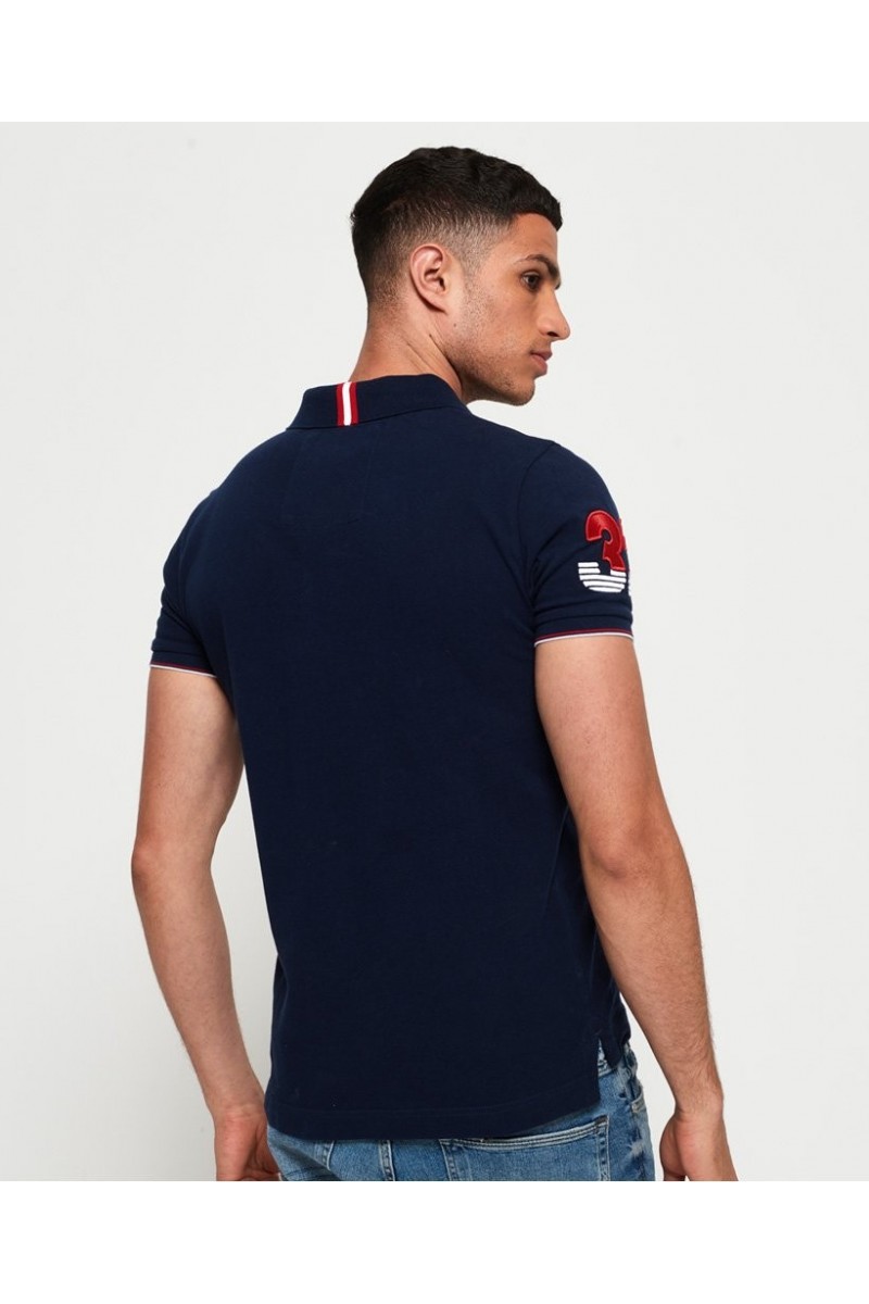 Polo manches courtes superdry homme superstate champion bleu