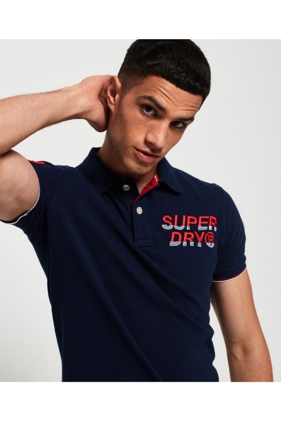 Polo manches courtes superdry homme superstate champion bleu