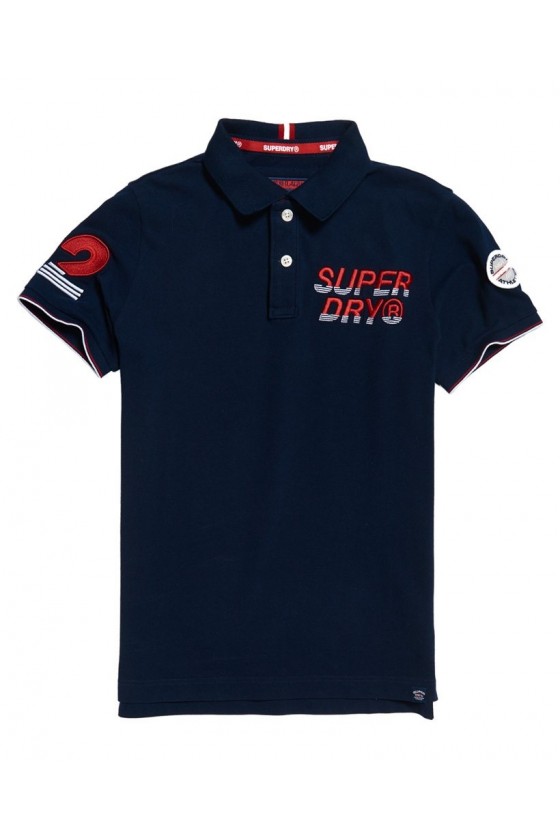 Polo manches courtes superdry homme superstate champion bleu