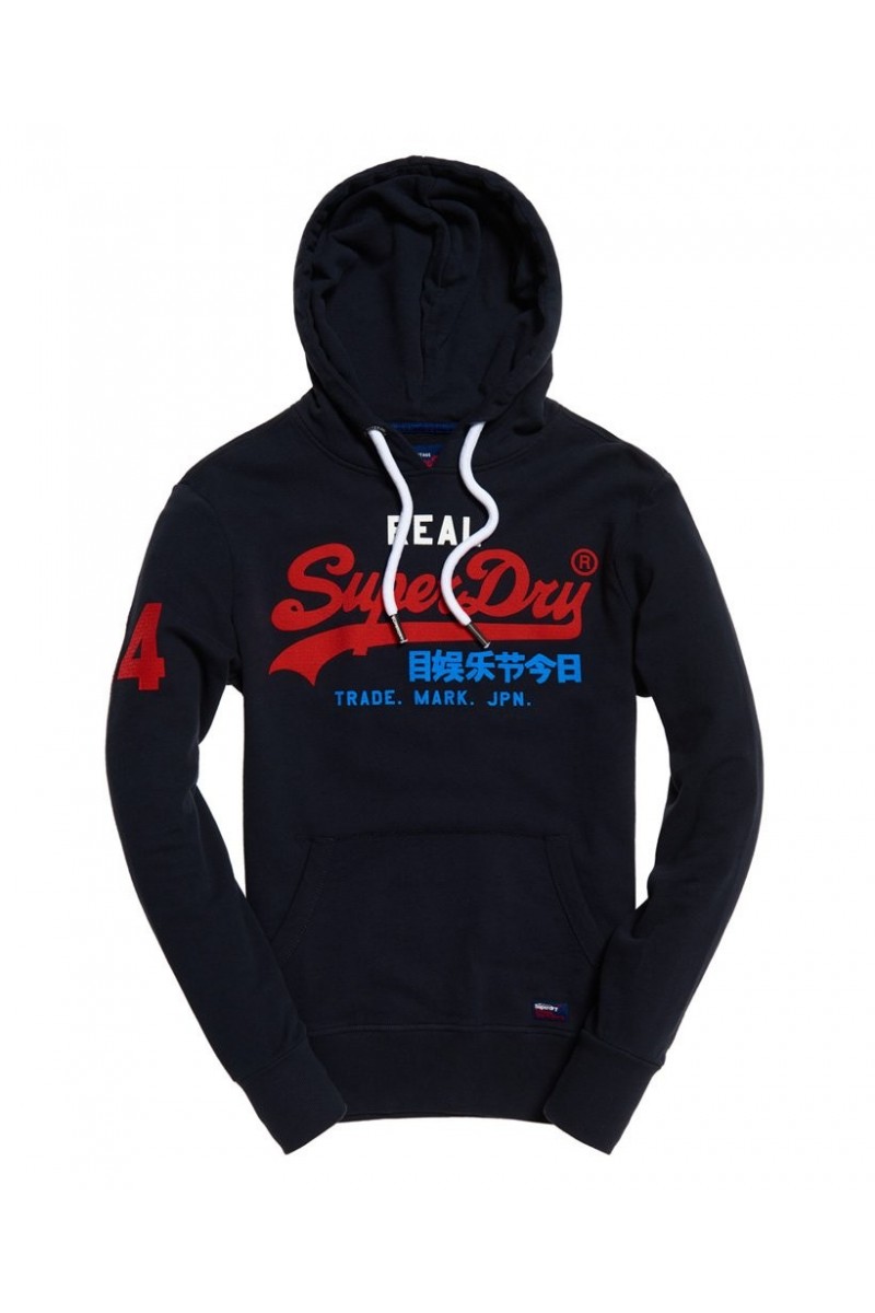 Sweat a capuche superdry homme vintage logo tri colour lite bleu