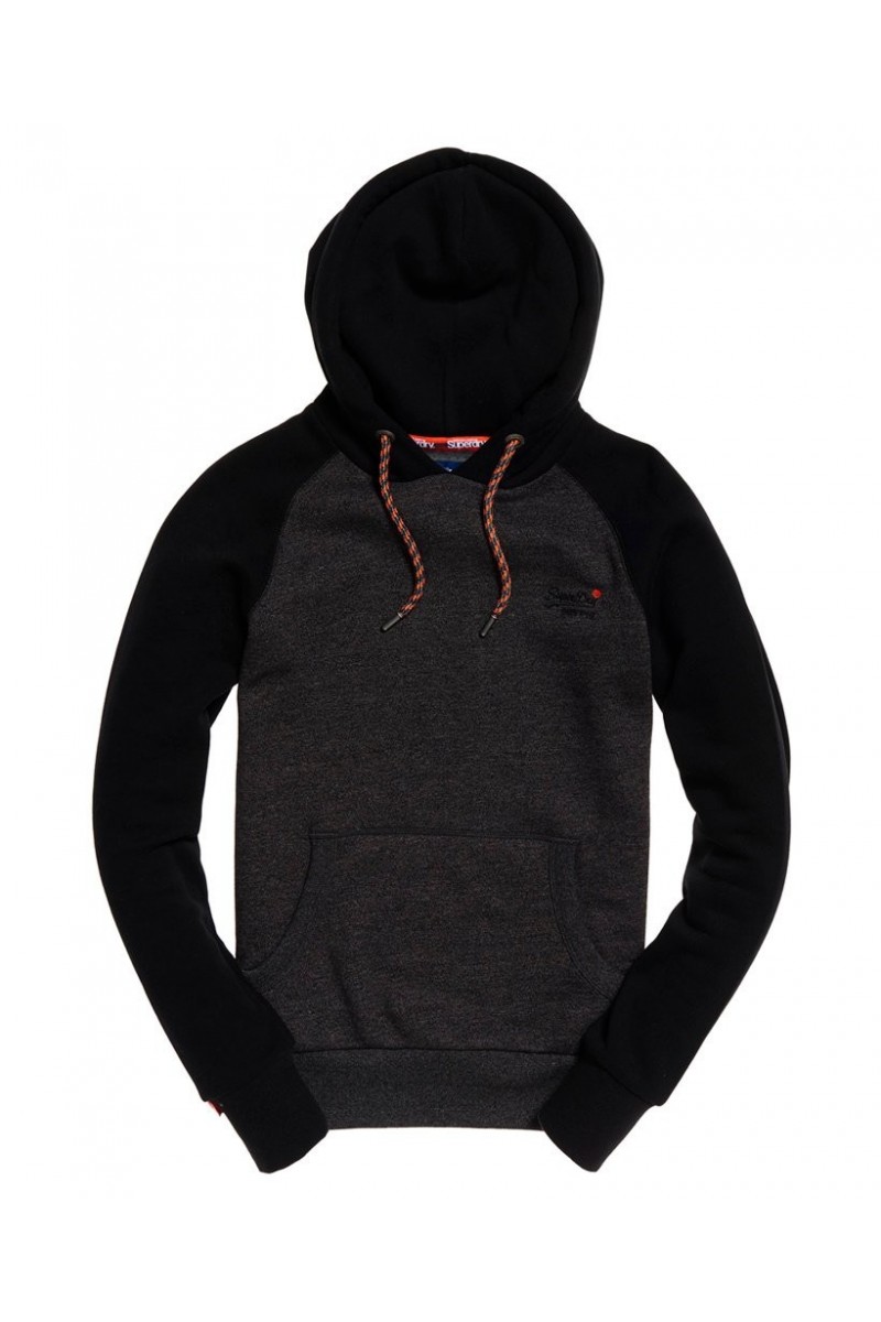 Sweat a capuche superdry homme orange label raglan gris anthracite / noir